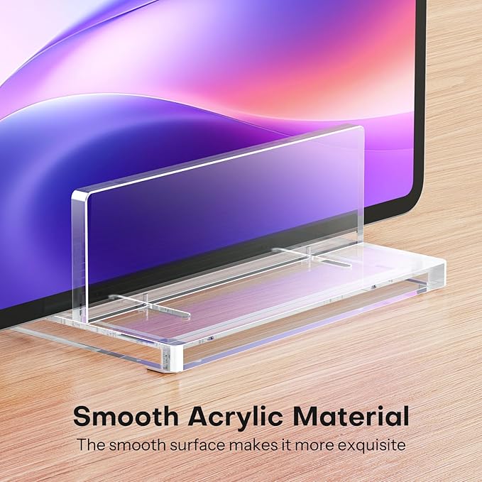 OMOTON Vertical Laptop Stand for Desk, Acrylic Laptop Holder Desktop Clear Adjustable Dock for MacBook Pro Air, HP, All Gaming Laptops up to 17” (Clear, Single Slot)