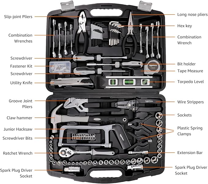 AmazonBasics 173-Piece General Household Hand Tool Set