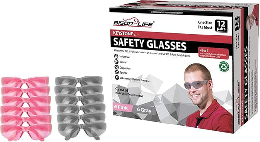BISON LIFE Keystone Color Lens Safety Glasses | Anti Scratch | Impact Resistance | ANSI Z87.1 Standard | UV 400 Protection
