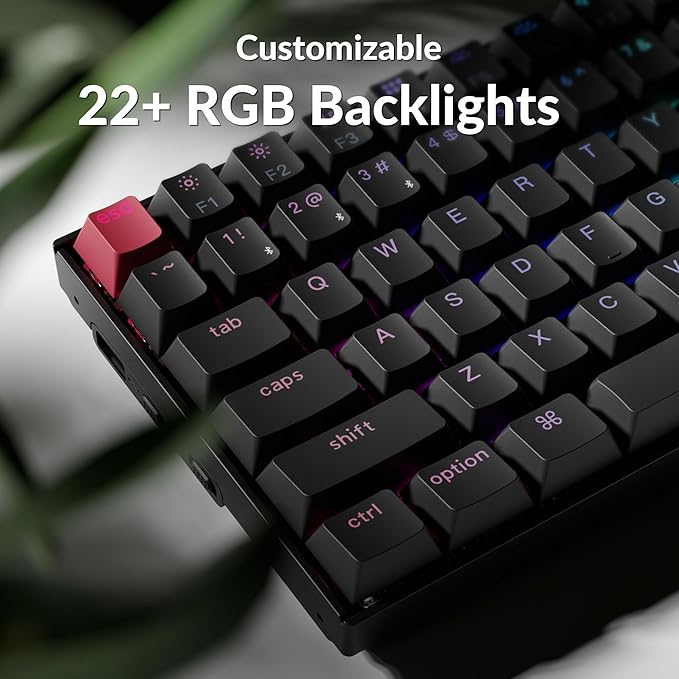 Keychron K2 75% Layout QMK Wireless and Wired Options Mechanical Keyboard Super Banana Switch, RGB Backlit with Shine-Through Double-Shot PBT Keycaps for Mac Windows-Version 3