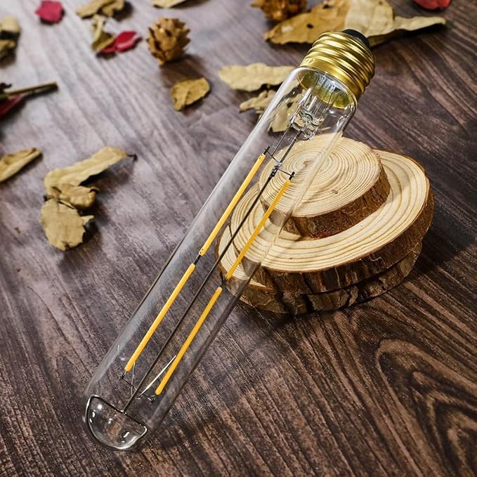 Leools Dimmable E26 LED Bulb 8W Equal 75 Watt Light Bulbs Soft White 3000K E26 Edison Bulb AC120V 800lm Tubular T9 T10 LED Bulb for Rustic Pendant,Chandeliers,Wall sconces E26 Light Bulbs 4Pack