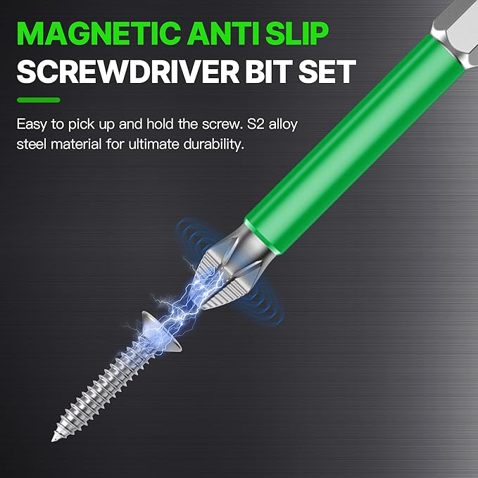 HUHAO 4Pcs High Magnetic Screwdriver Bit Set,S2 Alloy Steel Anti-Slip Drill Bit,1/4 Inch Hex Shank,Phillips Impact Screwdriver Bits Sets Waterproof Impact Batch Head for Electric Hand Tool