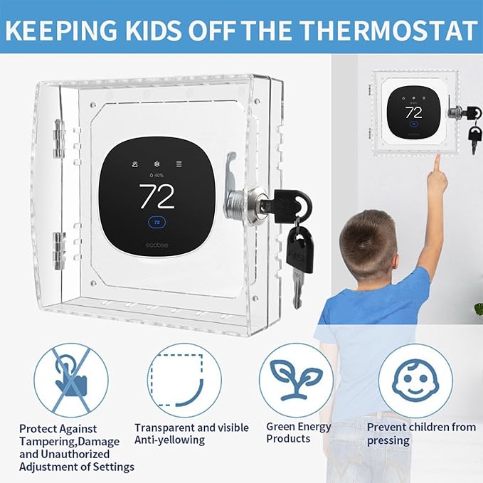 Thermostat Lock Box Cover with Key – Secure Lock Box Guard for New 2025 Ecobee Smart Thermostat Essential, Ecobee Smart Thermostat Premium and Enhanced