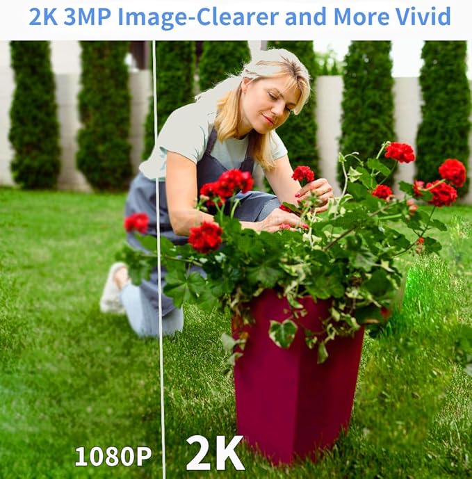 Xega 4 Pack Security Camera Wireless Outdoor, 2K PTZ Camera WiFi Surveillance Rechargeable Battery with Solar Panel, Color Night Vision, 2-Way Audio, PIR Motion Detection, Spotlight & Siren, IP66