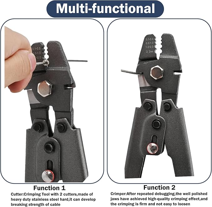 Wire Rope Crimping Tool Kit,165FT Wire Rope Kit,1/16" Stainless Steel Cable with 150PCS Aluminum Crimping Loop Sleeve, 20Pcs Wire Rope Thimble