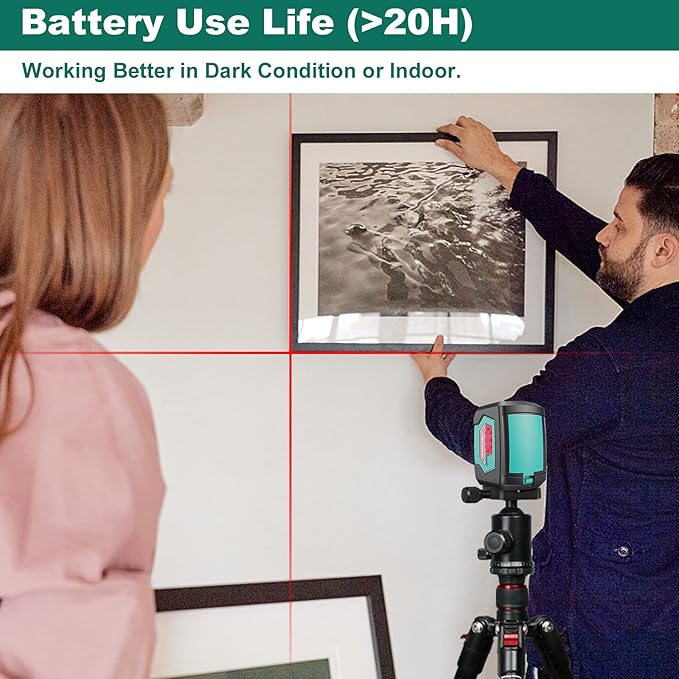 Laser Level, HYCHIKA 50 Feet Cross Line Laser with Dual Modules, Self Leveling Laser Level, Switchable Self-Leveling Vertical and Horizontal Line Construction Picture Hanging, Battery Included