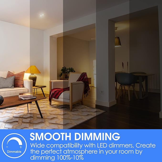 E ENERGETIC LIGHTING Dimmable LED Light Bulbs, 60W Equivalent, Daylight 5000K, 8W 800 Lumens LED Bulbs, E26 Base Standard Light Bulbs, ETL Listed, 20 Packs