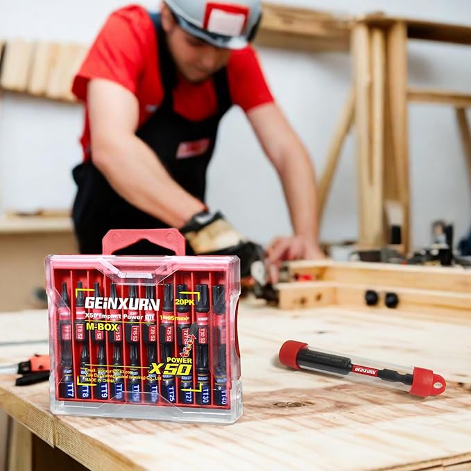 20Pieces 1 In. Impact Torx Screwdriver Bit Set (T7-TT40),Magnetic Multi-Torx Head Insert Bits, S2 Alloy Steel Security Star Bits with 1Pc Impact Bit Holder and Storage M-Box