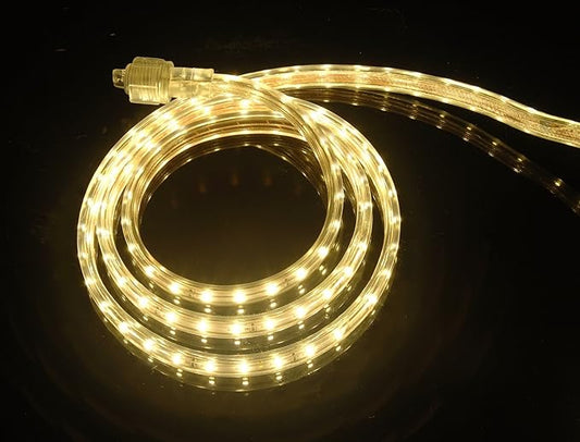 UL Listed, 50 Feet, 5500 Lumen, 3000K Warm White, Dimmable, 110-120V AC Flexible Flat LED Strip Rope Light, 930 Units 3528 SMD LEDs, Indoor/Outdoor Use, Accessories Included, [Ready to use].