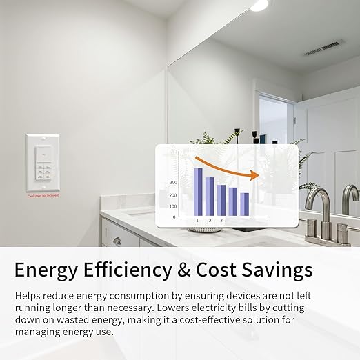 Minoston Countdown Timer Switch, 1-60 Min, Bathroom Fan Timer Switch, Adjustable LED Brightness, 120VAC Neutral Wire Req, ETL and FCC Listed, White (MT11N)