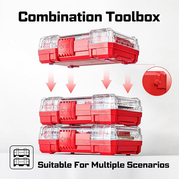 65Pieces Impact Screwdriver Bits Set, Magnetic S2 Steel Phillips/Slotted/Square/Torx Insert Power Bits Tips, Impact Bit Holder with Red Storage Box Case