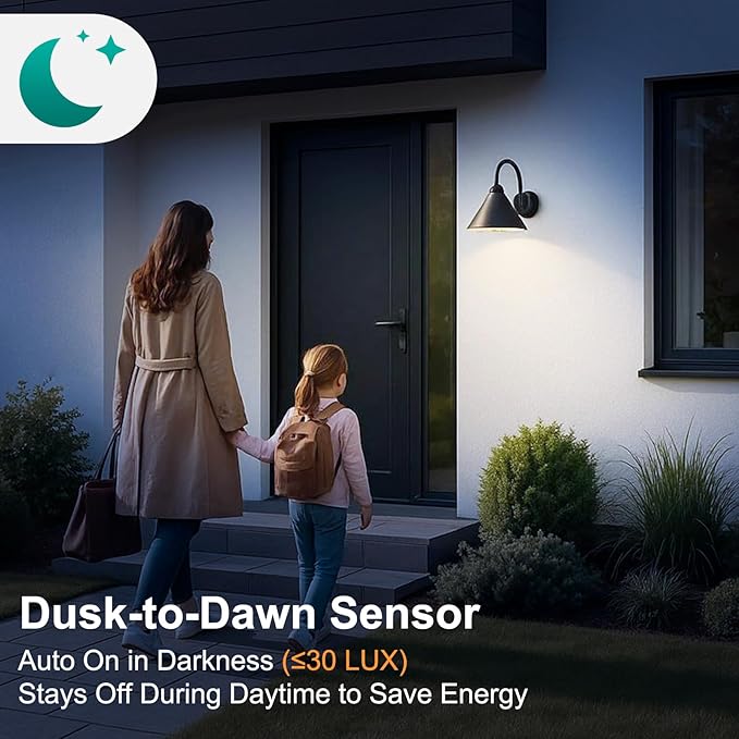 DiCUNO PIR Motion Sensor Light Bulbs Outdoor, 8W (60W Equivalent), Motion Activated Dusk to Dawn Security LED Bulb, for Front Porch, Front Door, 810LM, 5000K Daylight White, 2 Pack