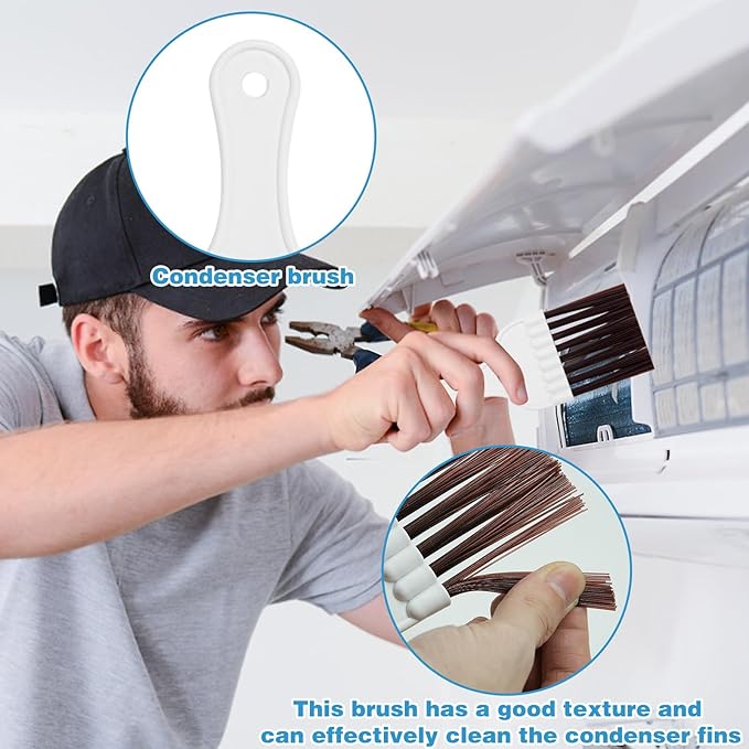 4Pcs Air Conditioner Ac Cleaning Kit, Useful Double-Sided Coil Cleaning Brush, Plastic Coil Brush Blinds Brush 2 in 1 Groove Cleaning Brush, Good Cleaning Effect for Air Conditioners, Refrigerators