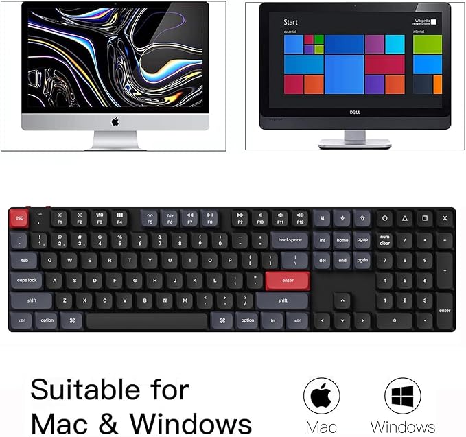 Keychron K5 Pro Wireless QMK/VIA Custom Mechanical Keyboard, 100% Full Size Layout 108 Key Programmable, Ultra-Slim RGB Backlit Low Profile Gateron Brown Switch Bluetooth/Wired for Mac Windows Linux