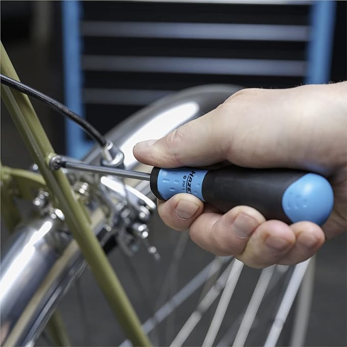 HAZET Screwdriver Set 810SPC/6 I 6-Piece Set with Non-Slip 3-Component Handle for High Force Transmission I Matt Chrome-Plated Surface, 4x Slotted Profile, 2x Phillips Profile