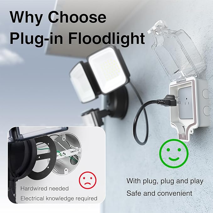 Onforu 100W LED Motion Sensor Outdoor Lights Plug in, Dusk to Dawn Flood Security Lighting Outside, Motion-Activated Detector Exterior Photocell Light Fixture, 9000LM 6500K IP65 Waterproof (Black)