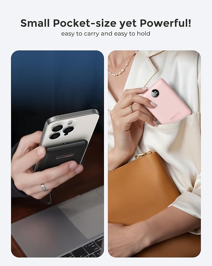 VEEKTOMX Mini Portable Charger 10000mAh, 22.5W Fast-Charging Portable Power Bank Ultra Slim & Lightweight 3 Output Ports Travel Battery Pack Compatible with iPhone/Samsung/One Plus, Travel Must-Have