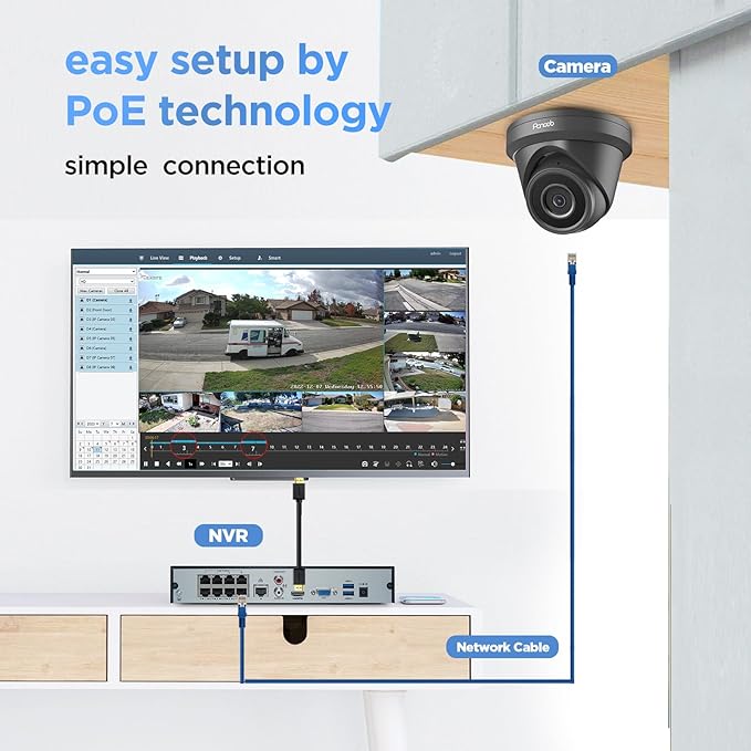 4K Security Camera Systems, 4X 8-Megapixel Wired IP Dome PoE Cameras Outdoor with Person Vehicle Detection, Built-in Mic, Remote Access, 4K 8CH NVR 2TB HDD for 24-7 Recording, PD93A30408-8M