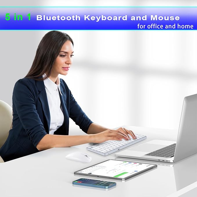 Wireless Keyboard and Mouse Compatible with iMac MacBook Air/Pro Windows Laptops (Rechargeable Bluetooth Keyboard and Mouse)