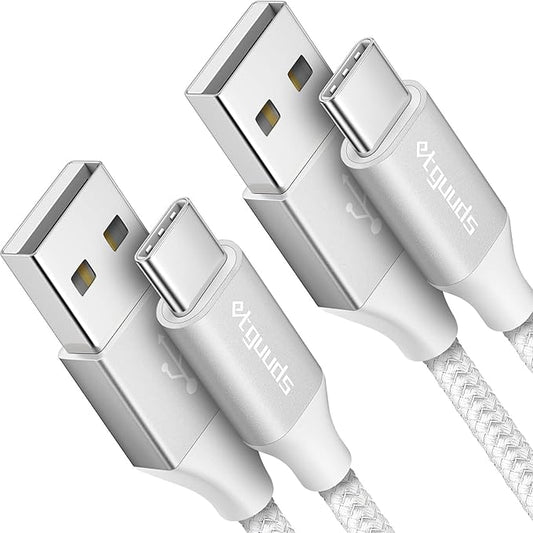 etguuds USB to USB C Cable 3.3ft, 2-Pack USB A to Type C Charger Cord Fast Charging for Samsung Galaxy A15 A25 A35 A55 A54, S24 S23 S22 S21 S20 S10 S10E, Note 20 10, Moto G, for iPhone 16 15, White