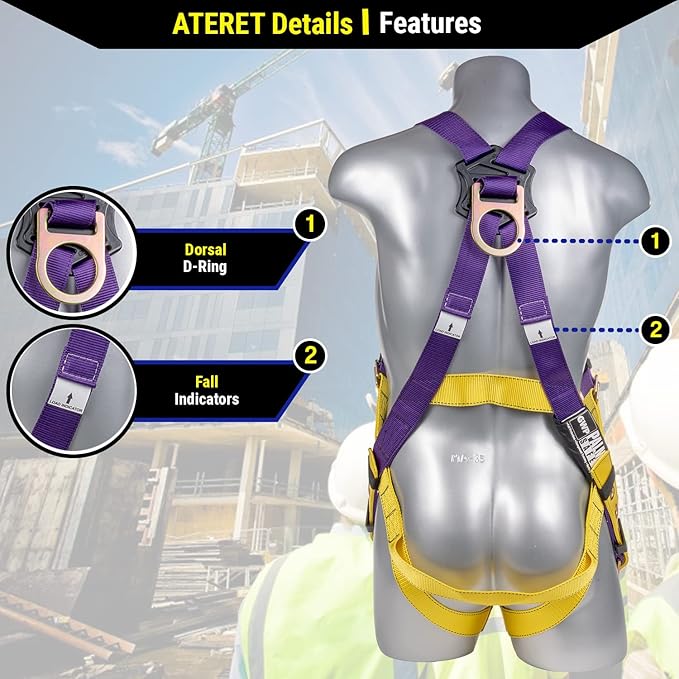 Palmer Safety Construction Harness 5 Point Adjustment, Back D-Ring, Grommet Legs, Multiple Styles I OSHA ANSI Compliant