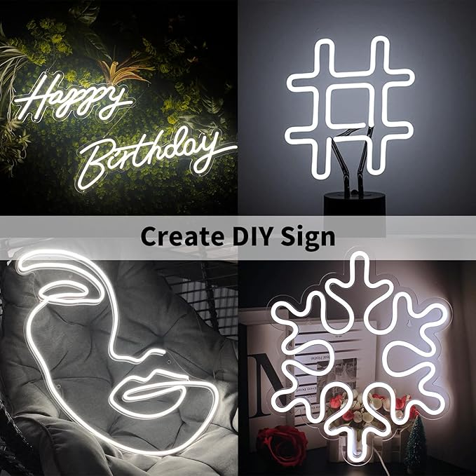 iNextStation 12V White LED Strip Lights 16.4FT, Flexible Silicone Neon Rope Light, Waterproof, Cuttable, Dimmable & Linkable, for Cabinet, Ceiling, Wall, Bedroom, Kitchen, Garage (No Adapter)