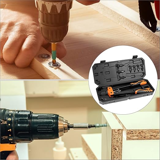 QWORK Rivet Nuts Tool Kit, 14" Hand Rivet Tool with 6 Interchangeable Mandrels and 90 Rivet Nuts, Heat-Treated Chrome Vanadium Alloy