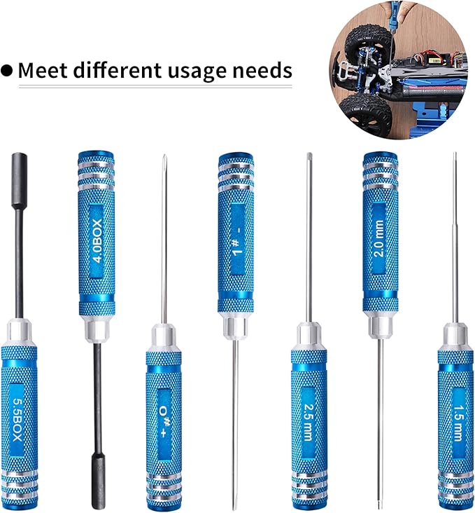 13-in-1 RC Tools Kits Box Set, RC Screw Kit, Hex Phillips Flat Nut Drivers, Pliers, Wrench, Repair Tools Screwdriver Set for Traxxas Arrma Axial Redcat Losi RC Model Car Drone Boat