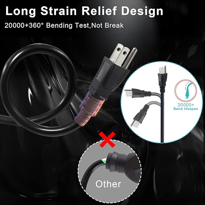 [2 Pack] Short Power Extension Cord 6inch - Black 3 Prong Mini Indoor Grounded Extension Cord,16AWG Small Electrical AC Extension Cord for Outlet Saver,Rated for 13AMP Home Appliance Extender Lead