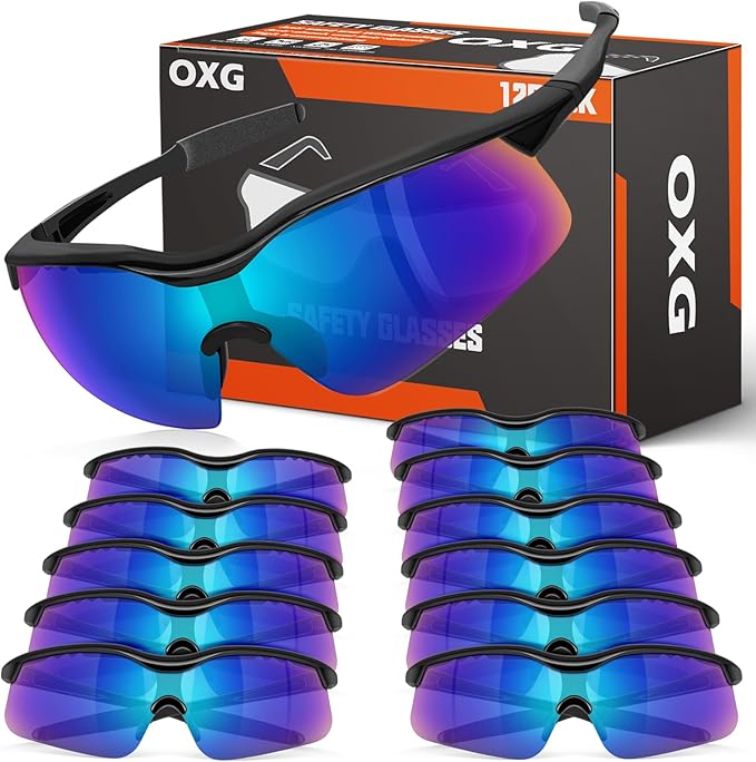 OXG Safety Glasses for Men Women, Impact & Scratch Resistant ANSI Z87.1 Safety Goggles Eye Protection UV-Block
