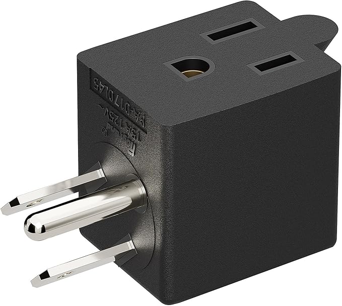90 Degree Adaptor Leftward Angled Angled USA 3-Prong Male-Female Adapter,90 Degree Angled USA Male Female Power Adapter, 5-15P to 5-15R Direction Changer Space Save Adapter Black PA-0170L45