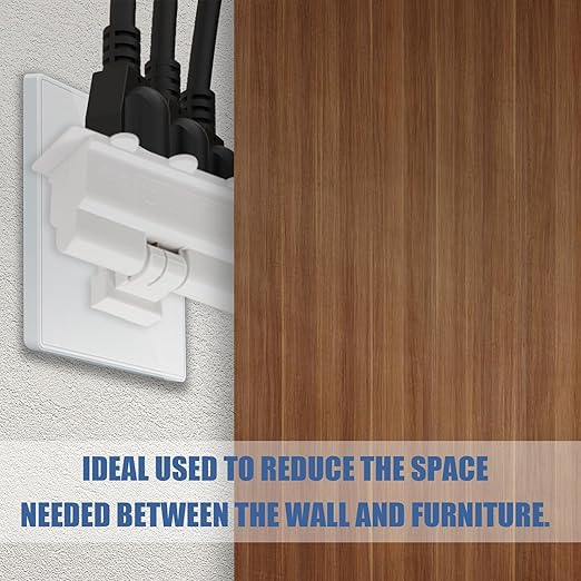 EXTRASTAR 3 Outlet Swivel Wall Adapter, Electrical Outlet Extender with Grounded 180 Degree, 3 Prong Multiple Plug Outlet, ETL Listed Wall Tab for Home Office Dorm - White (3 Pack)