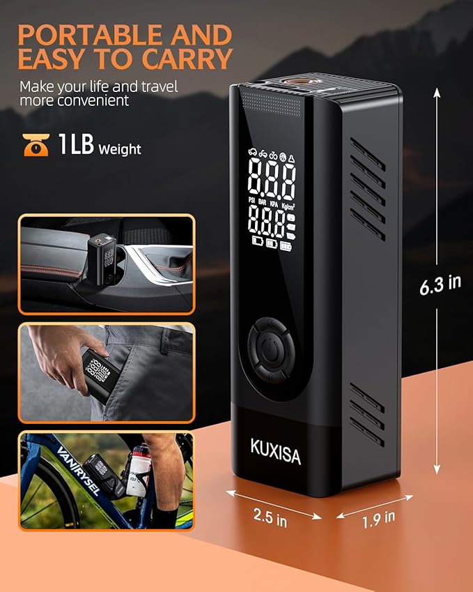 Tire Inflator Portable Air Compressor, 180PSI Air Compressor with Digital Pressure Gauge, 25000mAh & 3X Faster Portable Air Pump for Car, Motorcycle, Bicycle, Ball and More(Black)