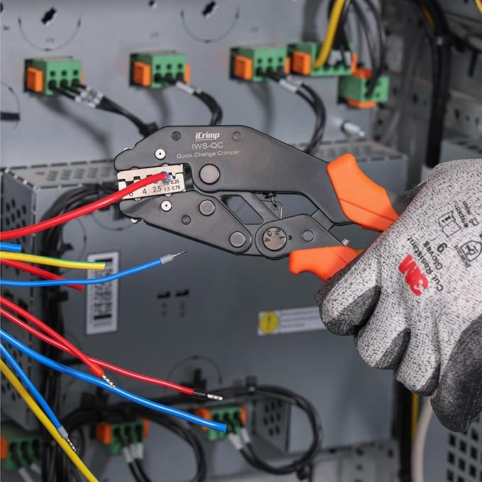 iCrimp Rachet Crimping Tool for End Sleeves Ferrules, AWG 24-10 Wire Crimper, Electrical Crimp Tool, X2410 Jaws