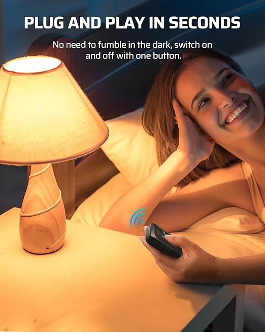 DEWENWILS Indoor Remote Control Outlet, Wireless Remote Light Switch, No Interference Remote Outlet Switch, No Wiring, 15A/1875W, 100ft RF Range, Compact Design, Programmable