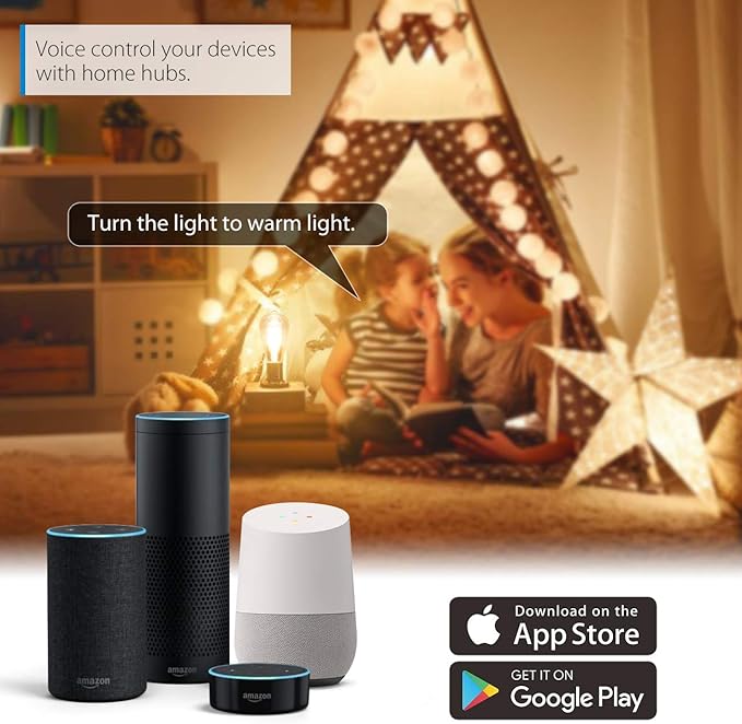 LVWIT WiFi Dimmable Vintage LED ST21 Edison Smart Bulb, 60 Watt Equivalent, E26 Base, 2700K - 6500K, Compatible with Alexa, Google Assistant, No Hub Required,2 Pack