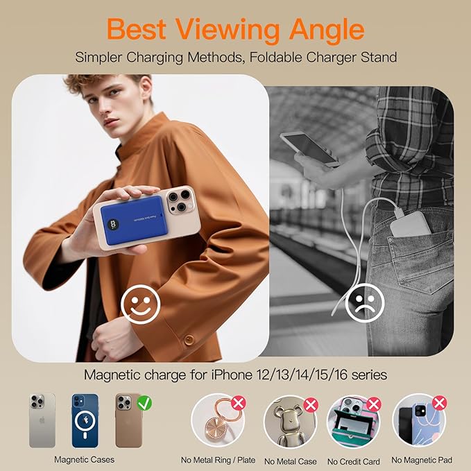 Magnetic Portable Charger, 16800mAh Wireless Power Bank, with 20W USB-C Fast Charging and LED Digital Display Magnetic Battery Pack, Compatible with iPhone 17/16/15/14/13/12 Full Series (2025)
