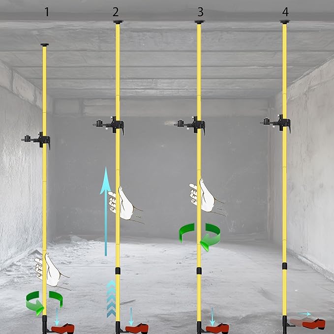 13.77-foot/4.2-meter multifunctional laser level pole, Adjustable Height, 360-Degree Rotating Head, with Multi-function Fine-tuning Pan-Tilt Head
