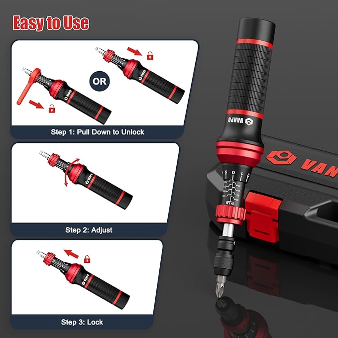 Torque Screwdriver, 24Pcs 10-80 In-lb Torque Wrench Screwdriver Set with Hex, Torx, Phillips, Pozidriv, Schlitz, Bits Adapter, T- Bar Handle, Precision Tool for Bike, Scope Mounting