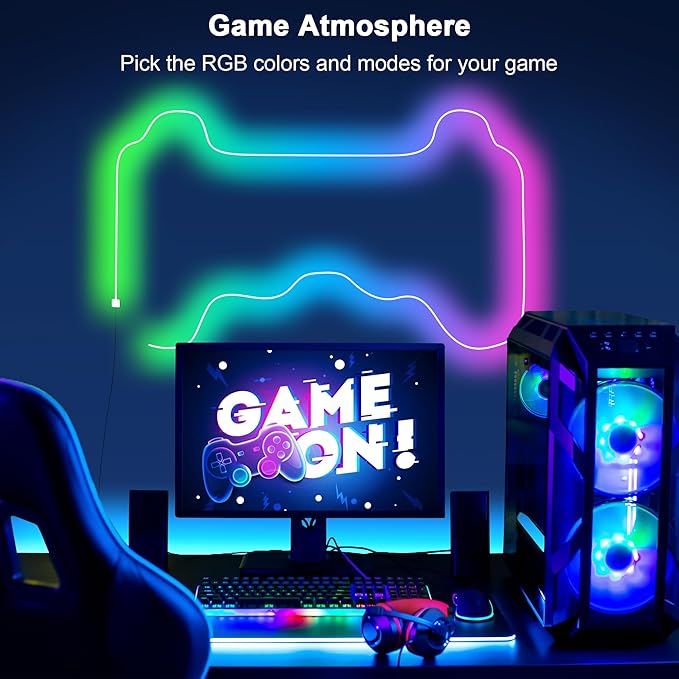 Cozylady 40Ft (20Ft *2 Rolls) RGB LED Neon Rope Lights for Bedroom, 12m LED Strip Lamp with Double Sided Adhesive Tape, App/Remote Control DIY Lights Decorate The Outdoor and Indoor of Your Home