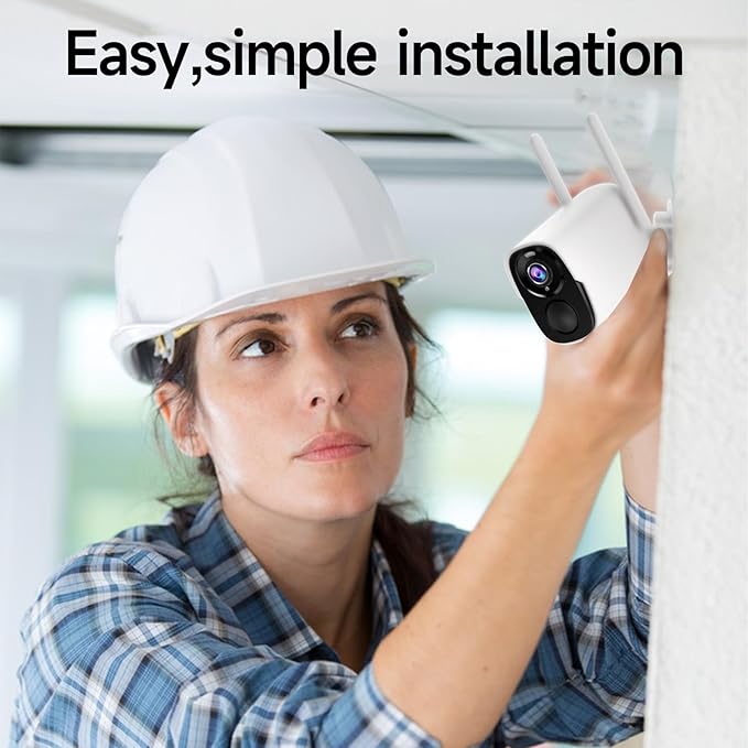 Rraycom Solar Camera Security Outdoor, Solar Powered WiFi System Surveillance Camera with 2K Color Night Vision, 2 Way Talk, Spotlight & Siren, Compatible with Alexa, BW4PLUS-SP, BW4P-SP-W-4PC