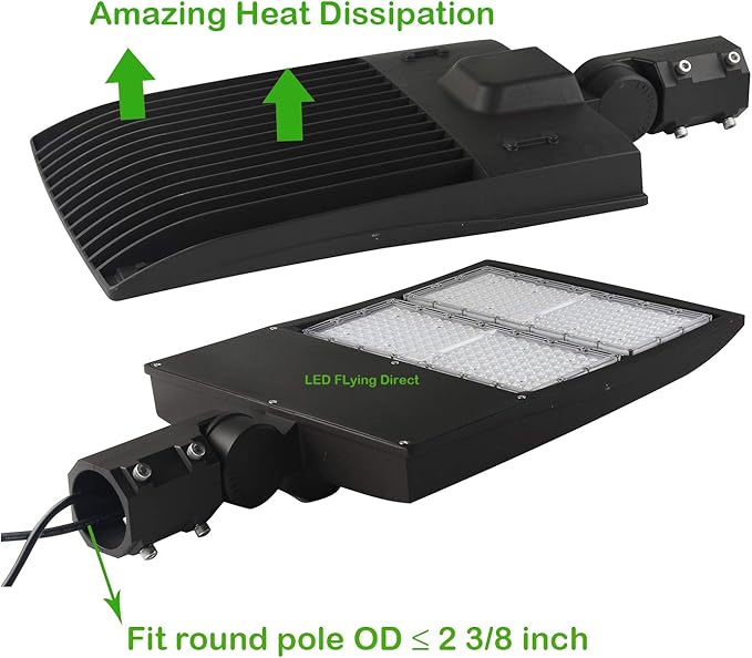 480V 300W High Voltage LED Street Light, Parking Lot Pole Lights, LED Area Shoebox Light 42000LM 1000W MH/HPS Equiv. 5000K AC 277-480V DLC UL cUL (Dark Brown Housing Slip Fitter Mount)