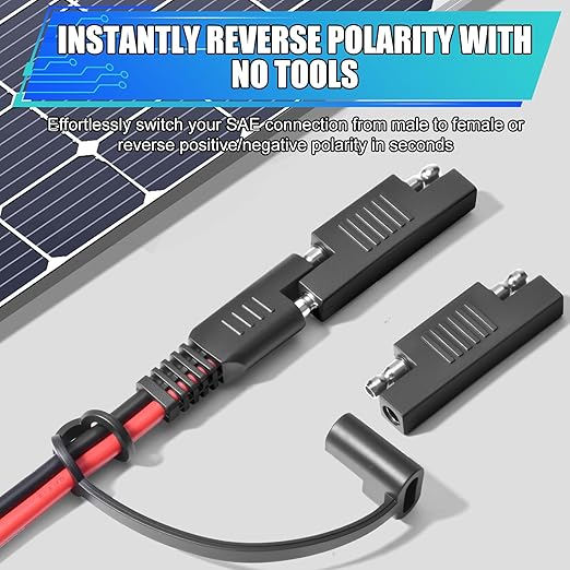 SAE Polarity Reverse Adapter - Quick Disconnect SAE Connector for Solar Panel, Battery Charger & Maintainer (6-Pack)