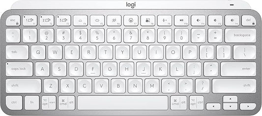 Logitech MX Keys Mini Minimalist Wireless Illuminated Keyboard, Compact, Bluetooth, Backlit, USB-C, Compatible with Apple macOS, iOS, Windows, Linux, Android, Metal Build - Pale Gray