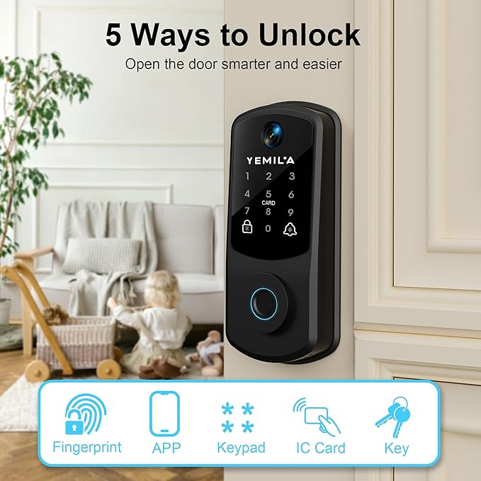 Smart Lock for Front Door: Keyless Entry Door Lock - Electronic Keypad for Exterior Door - Deadbolt Lever Alternative - Easy Installation