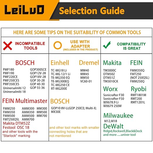 LEILUO 134 Pcs Multitool Blade Kits Oscillating Tool Cutting Sanding and Scraping Accessories with Storage Bag Oscillating Saw Blades Compatible with DeWalt Makita Dremel and More
