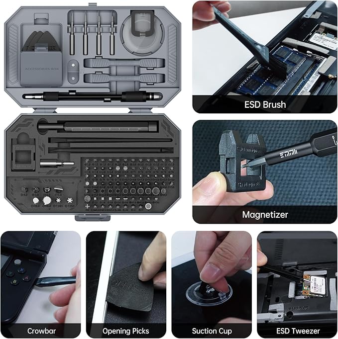 Compact Screwdriver Set, JAKEMY 105 in 1 Precison Mini Screwdriver Kit with Opening Pry Tool for Laptop, Computer, MacBook, Phone, Watch, Eyeglasses, Xbox, Modding, DIY