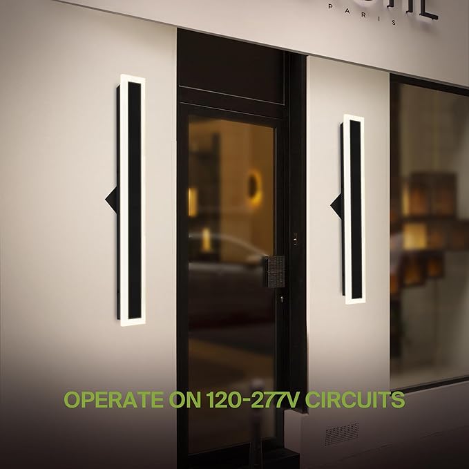 ASD LED 36" Long Wall Mount Light Fixture, Outdoor & Indoor Linear Sconce | 3CCT, Dimmable, Waterproof, Anti-Rust, ETL Listed | 30W 2500LM 3000-5000K 100-277V | Exterior Porch Lighting | Black