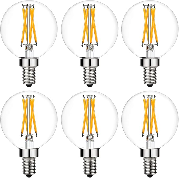 LiteHistory e12 led dimmable g16.5 Light Bulb 6W Equal 60 Watt 600lm AC120V e12 Candelabra Bulb 60 Watt for Chandeliers,Ceiling Fan,Vanity Warm White 2700K Globe e12 Light Bulb 6Pack