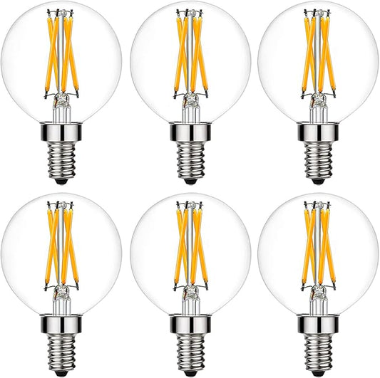LiteHistory e12 led dimmable g16.5 Light Bulb 6W Equal 60 Watt 600lm AC120V e12 Candelabra Bulb 60 Watt for Chandeliers,Ceiling Fan,Vanity Warm White 2700K Globe e12 Light Bulb 6Pack